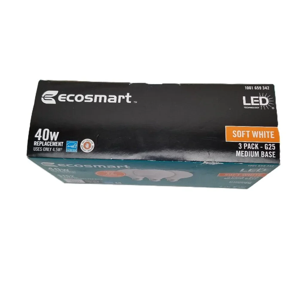 EcoSmart LED G25 Globe Bulbs 40W Equivalent Soft White Dimmable 3 Pack